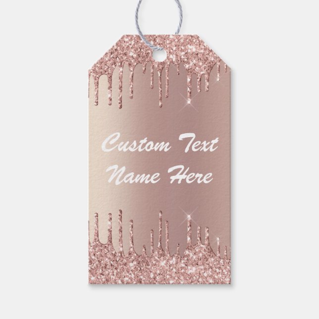 Rose Gold Glitzer Benutzerdefinierter Text Ihr Nam Geschenkanhänger (Vorderseite)