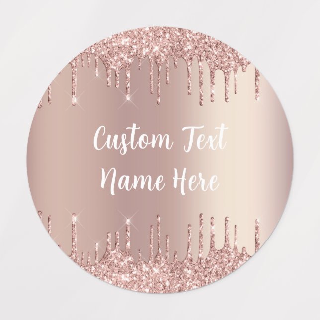 Rose Gold Glitzer Benutzerdefinierter Text Ihre Na Etiketten (Design 3)