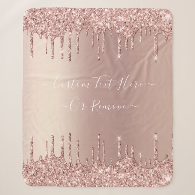 Rose Gold Glitzer Benutzerdefinierter Text Sherpa  Sherpadecke (Vorderseite)
