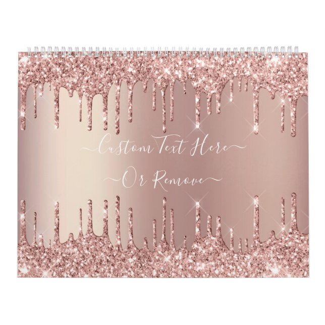 Rose Gold Glitzer Benutzerdefinierter Textkalender Kalender (Titelbild)