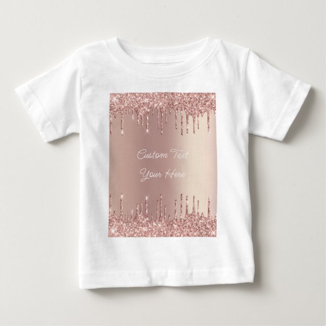 Rose Gold Glitzer Benutzerdefinierter Textname Bab Baby T-shirt (Vorderseite)