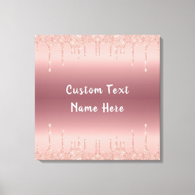Rose Gold Glitzer Benutzerdefinierter Textname Can Leinwanddruck (Vorderseite)