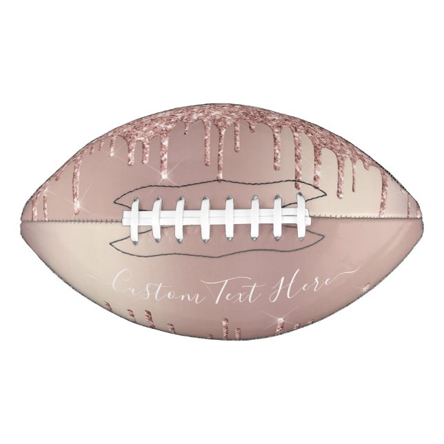 Rose Gold Glitzer Benutzerdefinierter Textname Ges Football (Vorderseite)