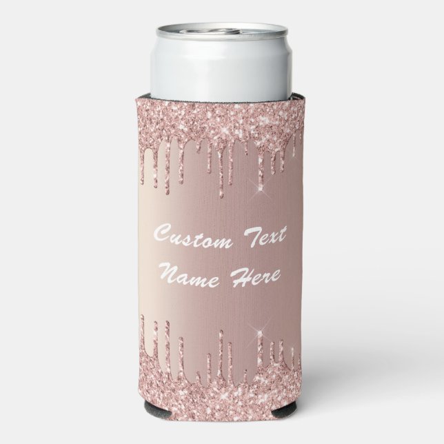 Rose Gold Glitzer Benutzerdefinierter Textname kan Selters Dosenkühler (Seltzer Rückseite)