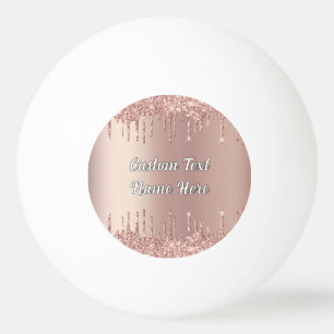 Rose Gold Glitzer Benutzerdefinierter Textname Pon Tischtennisball