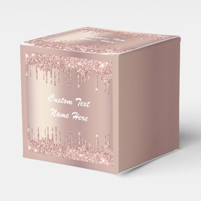 Rose Gold Glitzer Benutzerdefinierter Textname Vor Geschenkschachtel (Vorderseite)