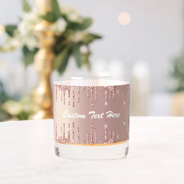 Rose Gold Glitzer Benutzerdefinierter Textname Whiskyglas (Insitu (Hochzeit))