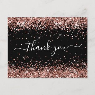 Rose Gold Glitzer Black 40. Geburtstag Vielen Dank Postkarte