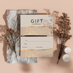 Rose Gold Glitzer & Black Modern Geschenkgutschein Visitenkarte