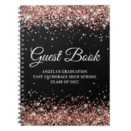 Rose Gold Glitzer Black School Abschluss Guest Notizblock