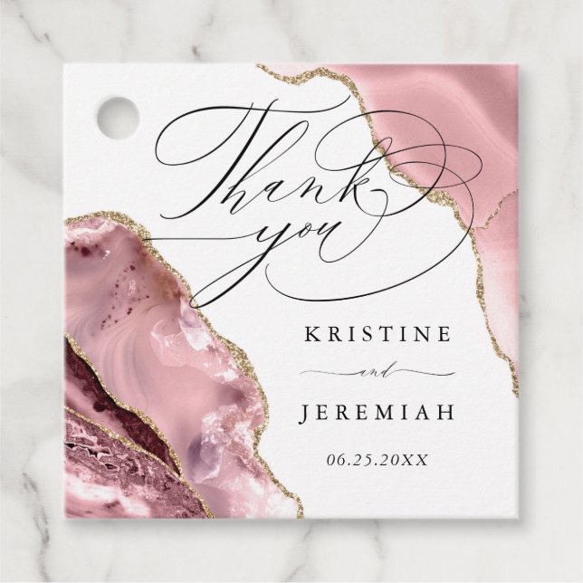 Rose Gold Glitzer Black Script Luxury Hochzeit Geschenkanhänger (Vorderseite)