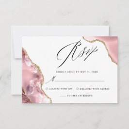 Rose Gold Glitzer Black Script Luxury Hochzeit RSVP Karte