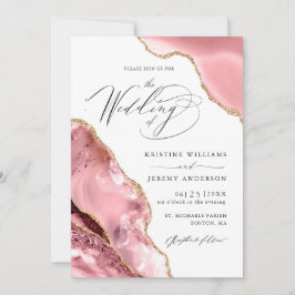 Rose Gold Glitzer Black Script Luxury Wedding Invi Einladung