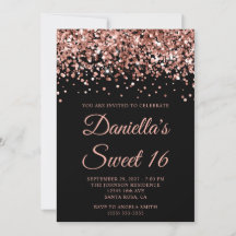 Rose Gold Glitzer Black Sweet 16