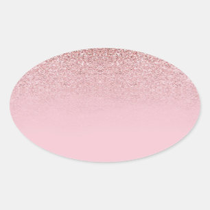 Rose Gold Glitzer Blank Template Moderne Elegant Ovaler Aufkleber