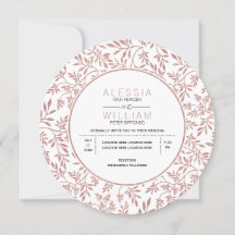 Rose Gold Glitzer Blätter Muster moderne Hochzeit