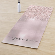 Rose Gold Glitzer Blush Metallic Monogram Script Y