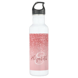 Rose Gold Glitzer Blush Ombre Monogram Edelstahlflasche