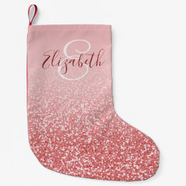 Rose Gold Glitzer Blush Ombre Monogram Kleiner Weihnachtsstrumpf