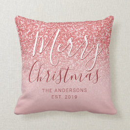 Rose Gold Glitzer Blush Ombre Weihnachtsname Kissen