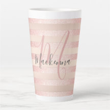 Rose Gold Glitzer Blush Pink Monogram Script Girl