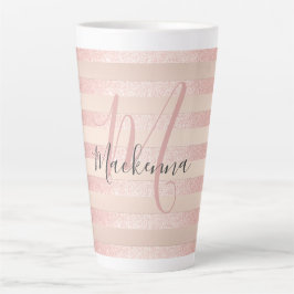 Rose Gold Glitzer Blush Pink Monogram Script Girl Milchtasse