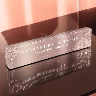 Rose Gold Glitzer   Blush Pink Sparkone Glitzer Namensplakette
