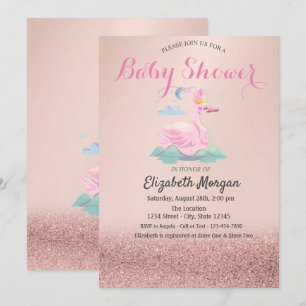Rose Gold Glitzer Bokeh, Baby Swan Baby Showdusche Einladung