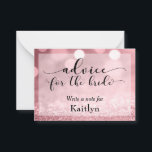 Rose Gold Glitzer Bokeh Beratung für die Braut Hinweiskarte<br><div class="desc">Mit einem wunderschönen, verzierten Skript-Schriftart aus meiner Sammlung habe ich Typografieelemente erstellt, die Schlüsselwörter darstellen und die Designs auf die nächste Ebene bringen. In diesen Karten lautet der Satz in der "extravaganten Typ" "Ratschlag für die Braut". Alle anderen Texte werden hier in einem vielseitigen, serifenlosen Schriftart wiedergegeben, der auch leicht...</div>