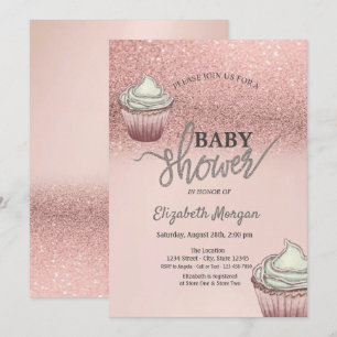 Rose Gold Glitzer Bokeh Cupcakes Einladung