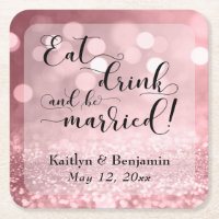 Rose Gold Glitzer Bokeh essen Drink & Be Verheirat