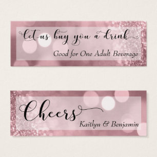 Rose Gold Glitzer Bokeh Script Mini Drink Ticket