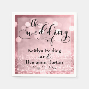 Rose Gold Glitzer Bokeh Typografie Die Hochzeit vo Serviette
