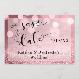 Rose Gold Glitzer Bokeh & Typografie Save the Date