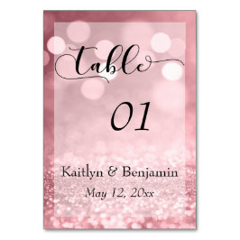 Rose Gold Glitzer Bokeh & Typografie Tischnummer