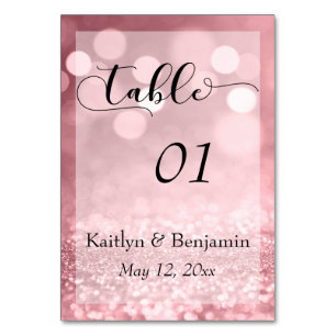 Rose Gold Glitzer Bokeh & Typografie Tischnummer