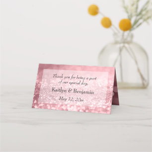 Rose Gold Glitzer Bokeh & Typografie v2 Platzkarte