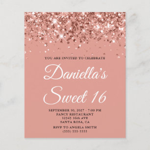 Rose Gold Glitzer Bonbon 16 Einladung