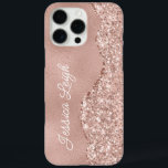 Rose Gold Glitzer Border Monogram Name iPhone 16 Pro Max Hülle<br><div class="desc">Super niedliche Telefonzelle mit Glitzer und glänzenden Glitzern!</div>