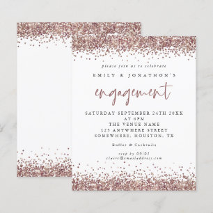 Rose Gold Glitzer Border Verlobung Einladung