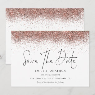 Rose Gold Glitzer Border Wedding Save The Date