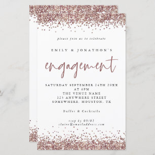Rose Gold Glitzer Borders Verlobung Einladung