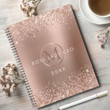 Rose Gold Glitzer Boss Lady CEO Monogram