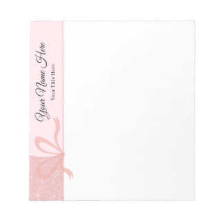 Rose Gold Glitzer Bow Custom Note Pad Notizblock