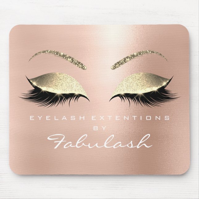 Rose Gold Glitzer Branding Beauty Lashes White Mousepad (Vorne)