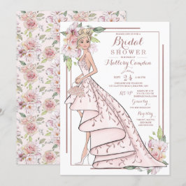 Rose Gold Glitzer Brautdusche Einladung