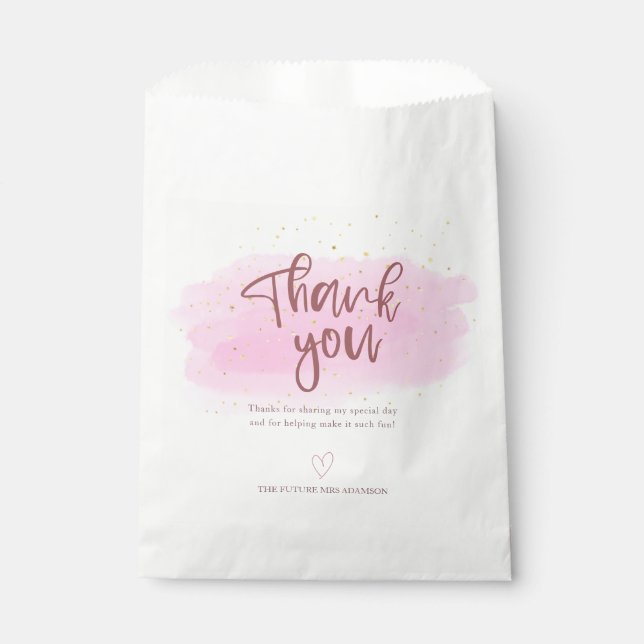 Rose Gold Glitzer Brautparty Vielen Dank Geschenktütchen (Vorderseite)
