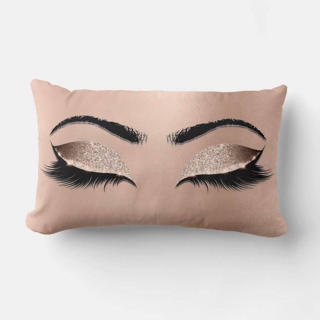 Rose Gold Glitzer Browns Glam Makeup Lash Lux Lendenkissen (Vorderseite)
