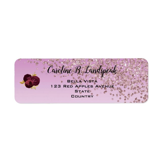 Rose Gold Glitzer, Burgund Rose Süß 16 (Vorne)