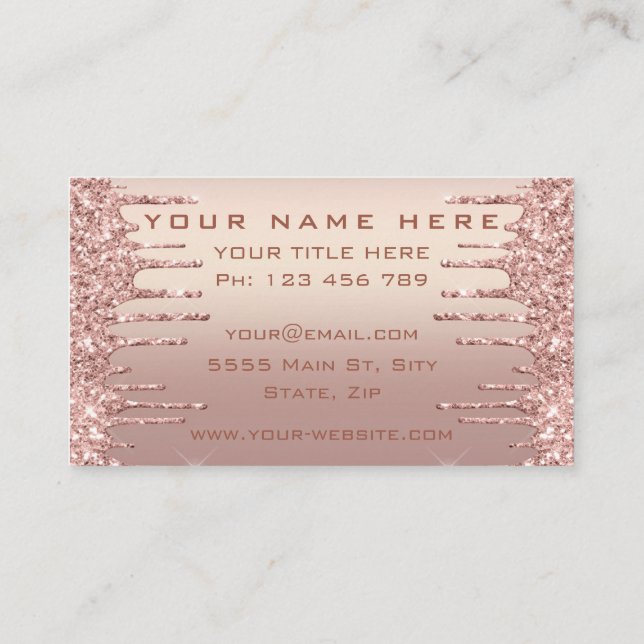 Rose Gold Glitzer Business Card Design Ihre eigene Visitenkarte (Rückseite)
